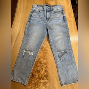 Express light wash straight ankle jeans